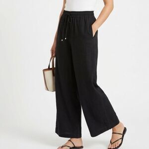 LILLUSORY Black Linen Blend Wide Leg Pants - Size XL